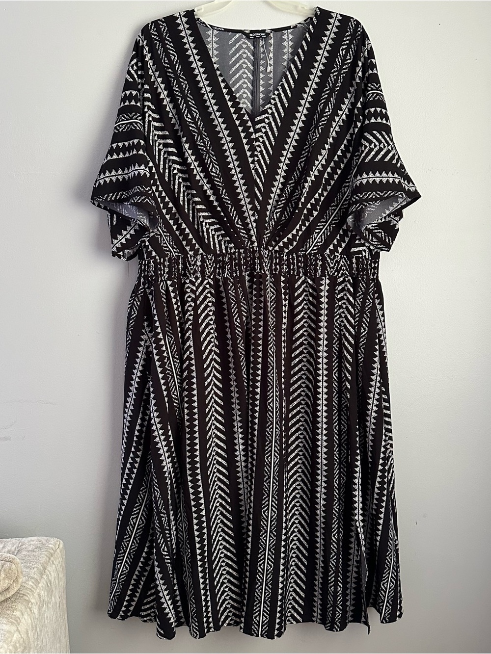 Size 28 Bloomchic maxi dress black and white short sleeve 4X women’s 4xl
